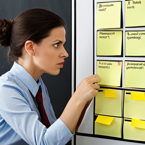 **

A person sitting at a desk, using a visually appealing Eisenhower Matrix (urgent/important grid). Sticky notes with various tasks are placed in the different quadrants (urgent & important, important but not urgent, urgent but not important, neither). The person looks calm and in control, prioritizing their tasks. Perhaps a subtle "Pareto Principle" (80/20) visual representation is in the background, suggesting focusing on the high-impact tasks. The overall feeling is organized and empowered.

**